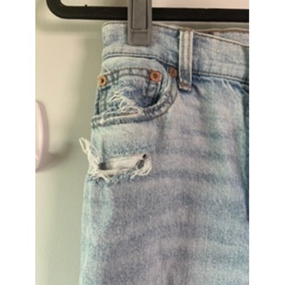American Eagle Strigid Jeans Women's Size 0 Short Blue Distressed High Rise - Picture 6 of 10